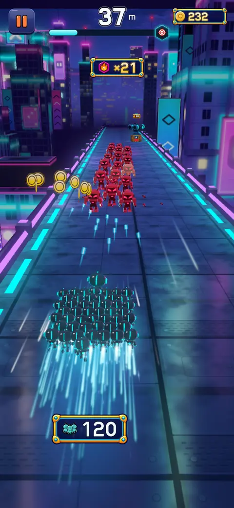 A swarm of 120 robots on the neon highway.