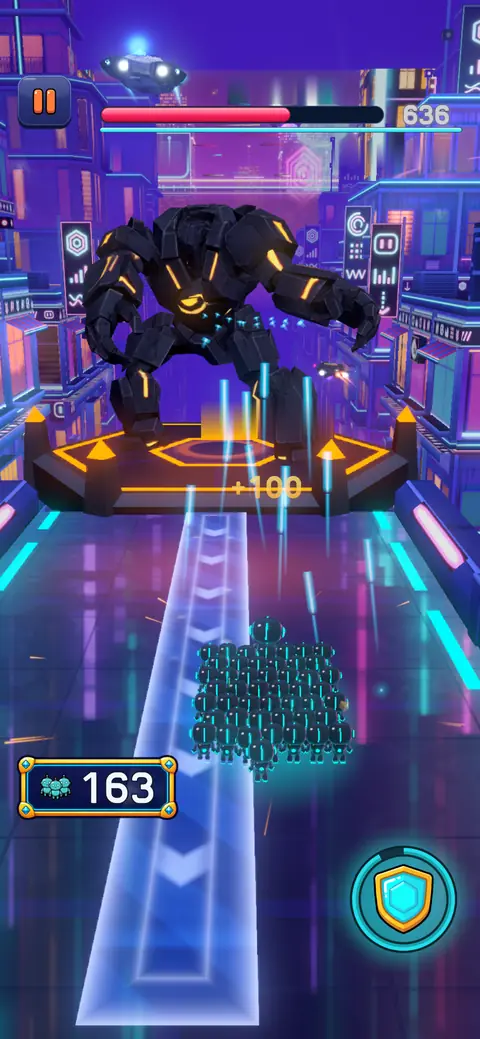The swarm blocking the Guardian's attack in a blue safe lane.