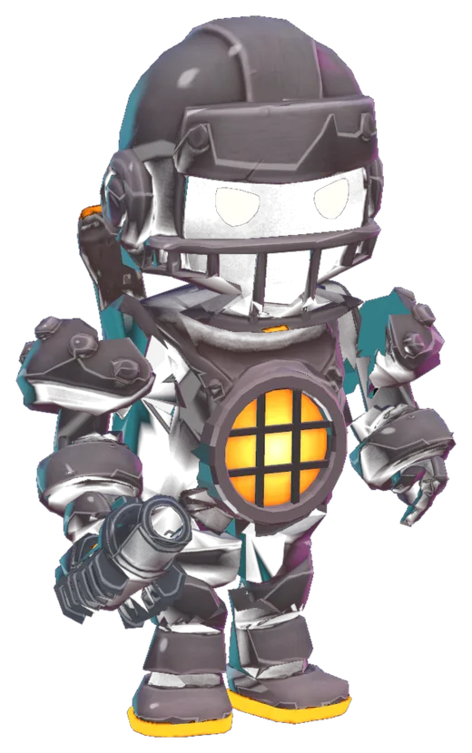 Reactor, an armored robot with a glowing orange core in its chest.